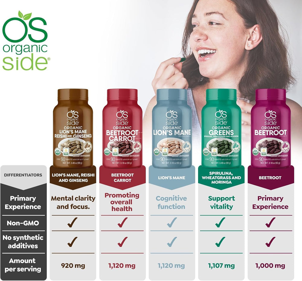 OS Organic Side label close up highlighting vegan organic ingredients