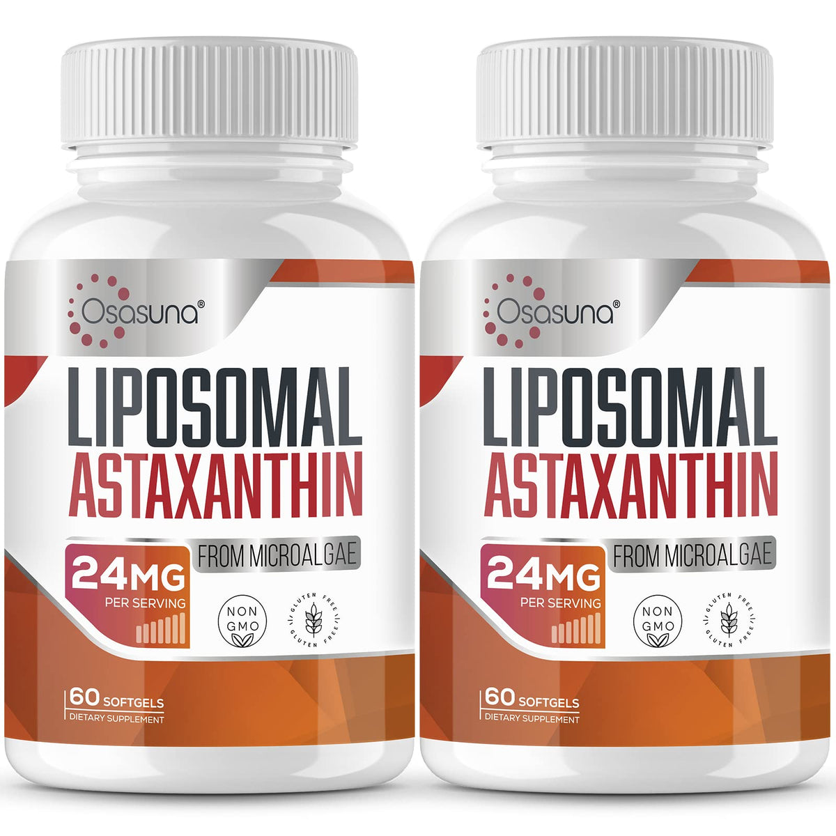 Osasuna Liposomal Astaxanthin 24mg softgels front view highlighting maximum absorption.