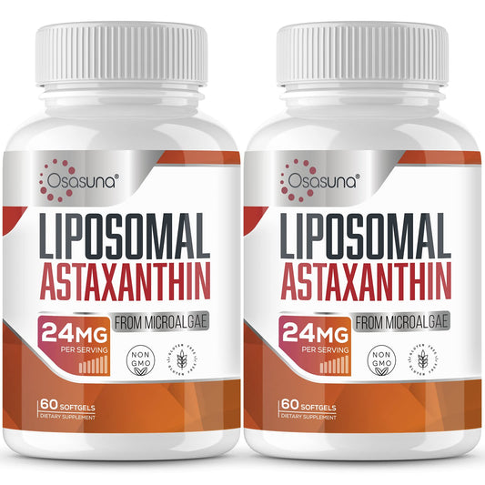 Osasuna Liposomal Astaxanthin 24mg softgels front view highlighting maximum absorption.