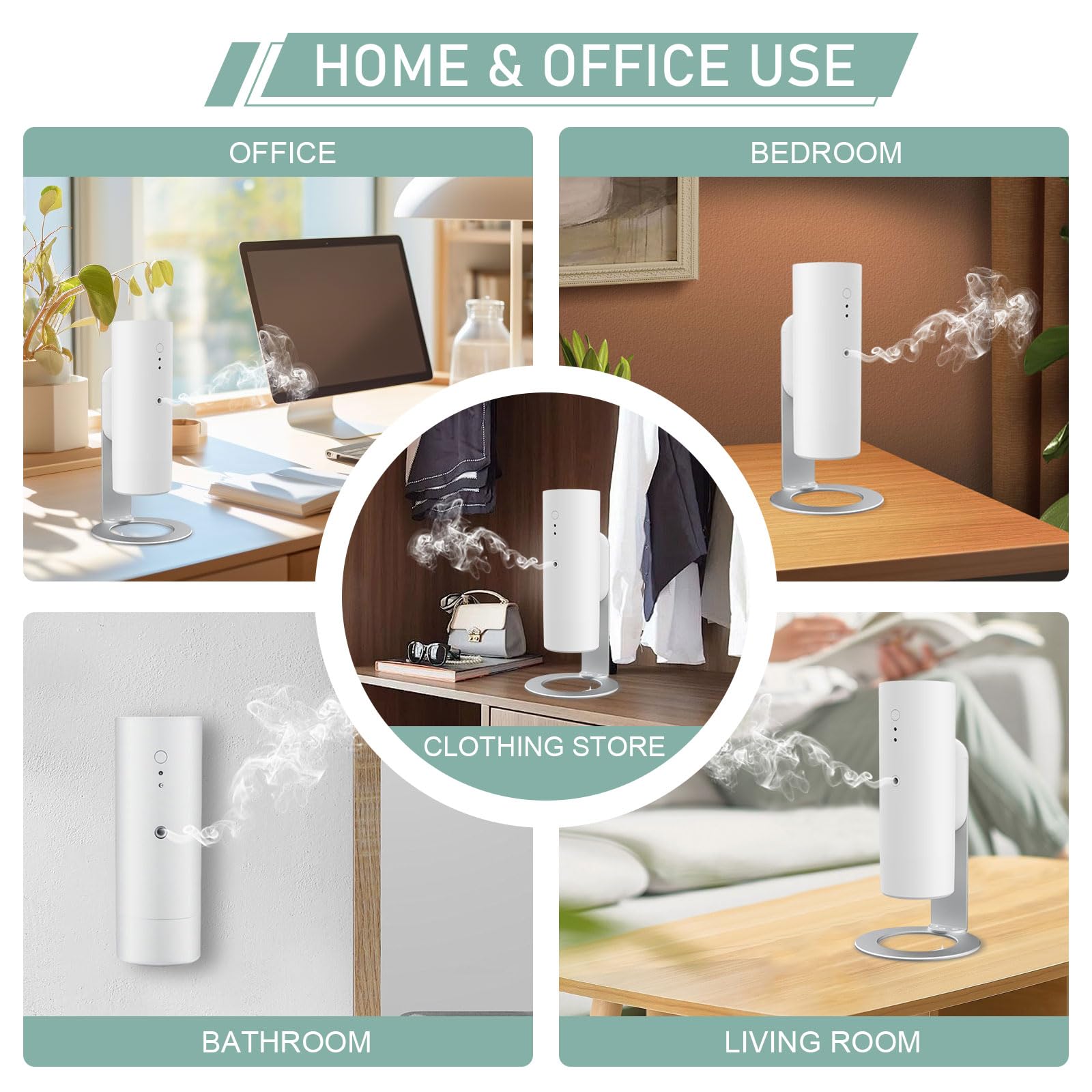Quiet operating OscentPro diffuser enabling distraction-free relaxation in a bedroom.