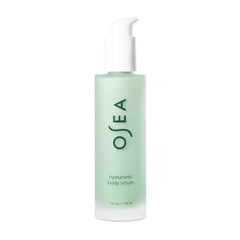 OSEA Hyaluronic Body Serum bottle shows fragrance-free hydration for sensitive skin.