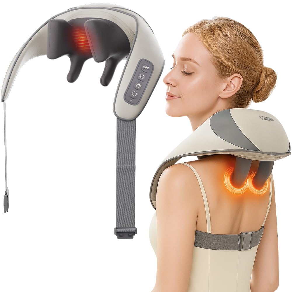 OSMING shiatsu neck massager with heat for neck tension relief.