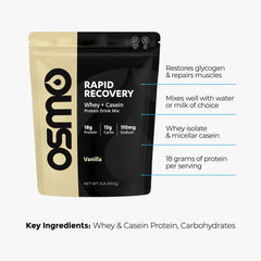 Osmo Rapid Recovery bottle pouring a shake for quick post-workout energy