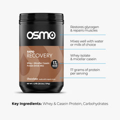 Osmo Rapid Recovery chocolate protein blend powder with whey and casein for steady amino release