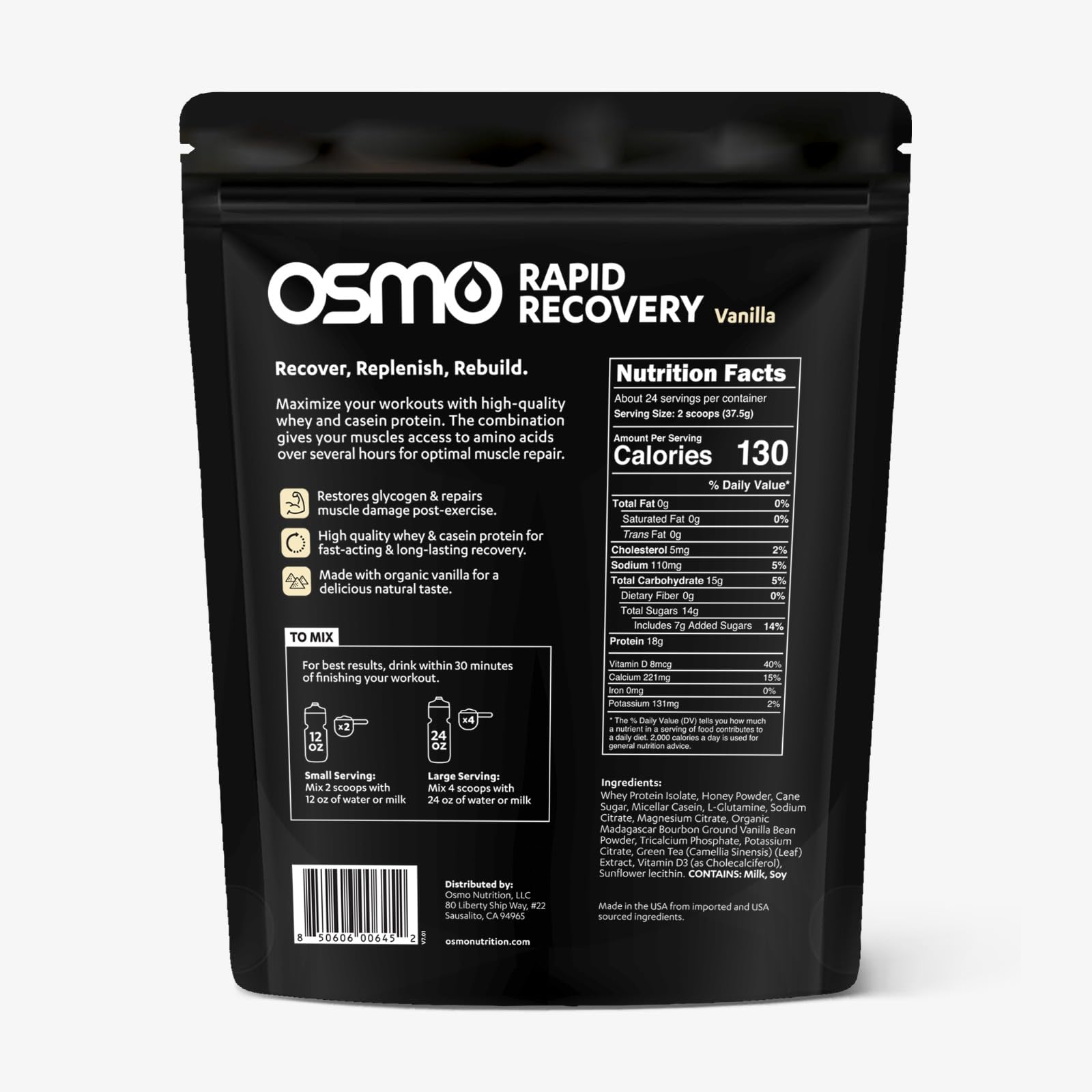 Osmo Rapid Recovery ready-to-mix shake demonstrating convenient recovery on busy days