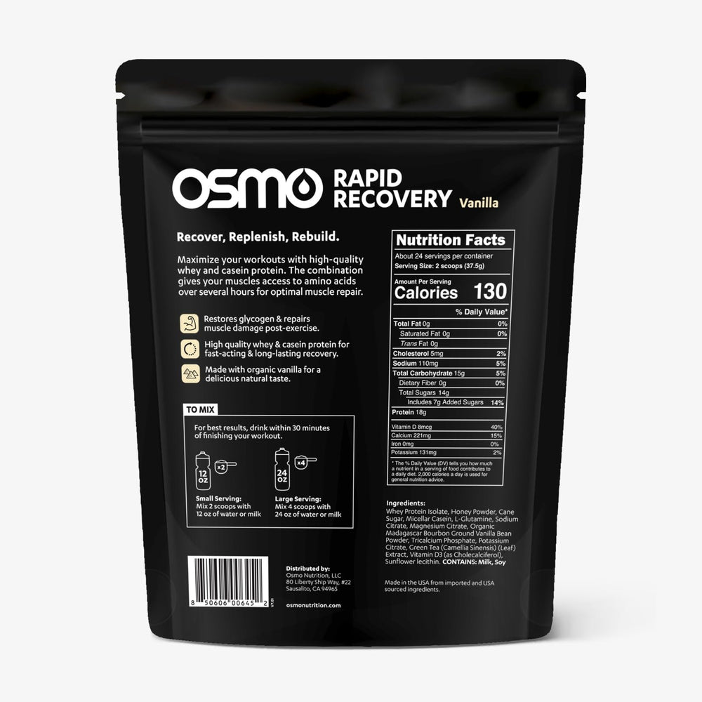 Osmo Rapid Recovery ready-to-mix shake demonstrating convenient recovery on busy days