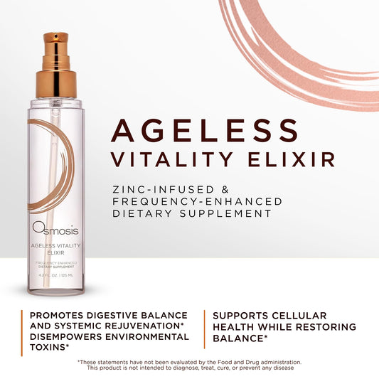 OSMOSIS Ageless Vitality Elixir pump-dispense shows easy AM PM dosing.