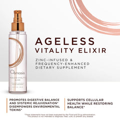 OSMOSIS Ageless Vitality Elixir pump-dispense shows easy AM PM dosing.