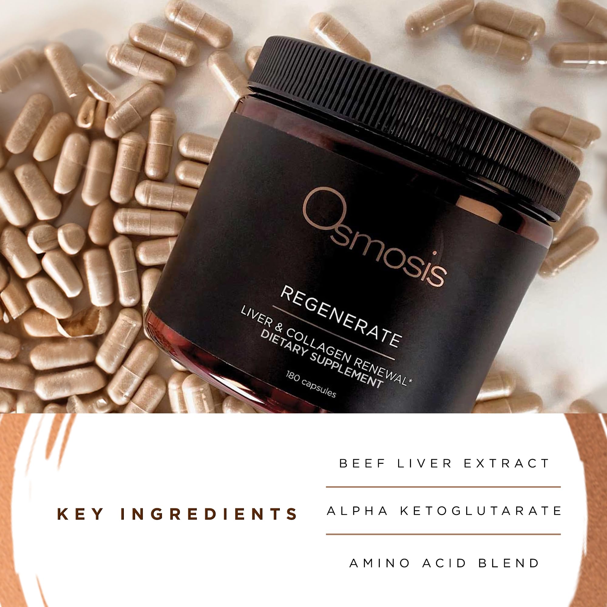 OSMOSIS Regenerate label closeup highlights vitamin blend for skin support.