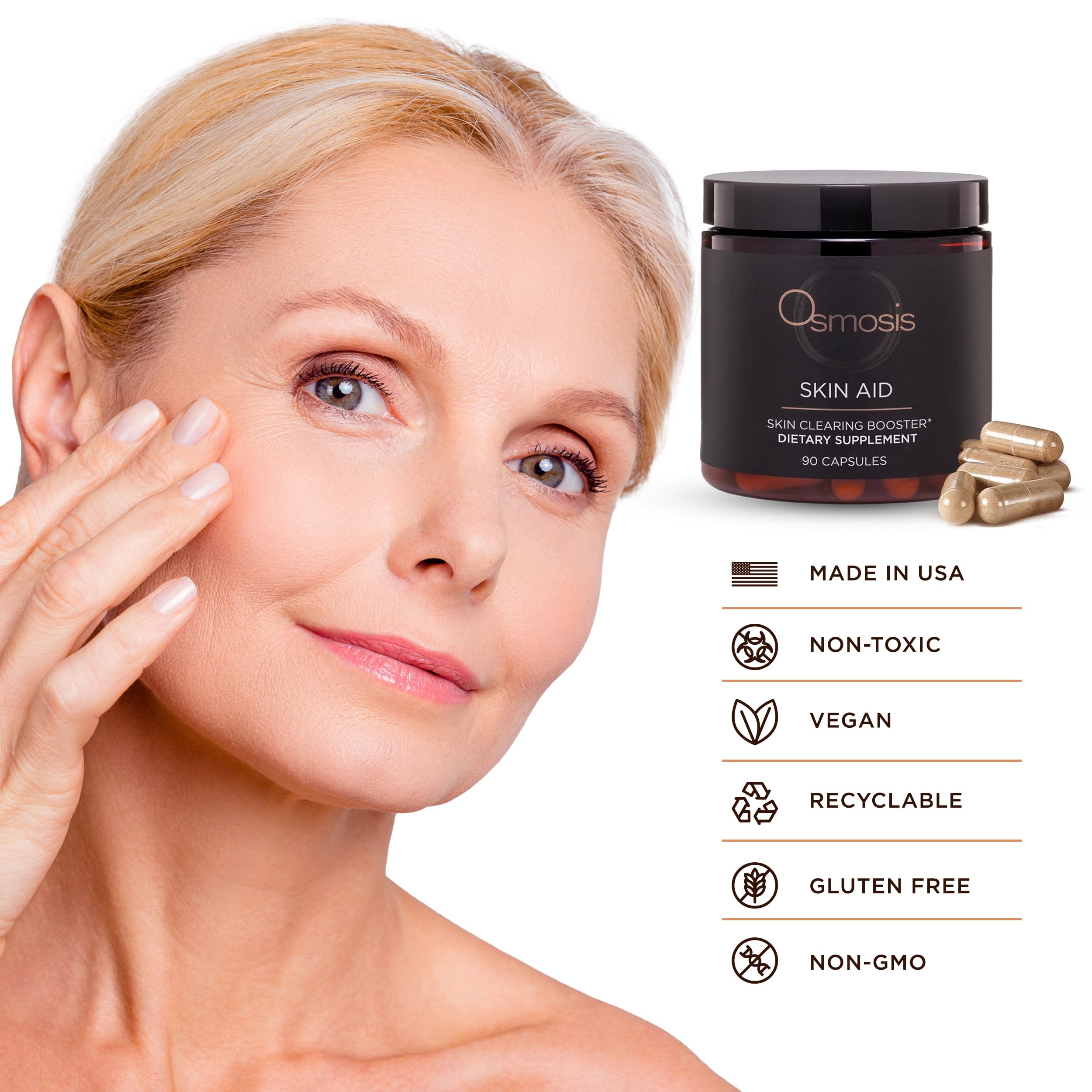 OSMOSIS Skin Aid scoop with capsules inviting at-home routine