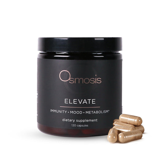 OSMOSIS Elevate bottle on a clean counter promotes immune support and daily wellness.
