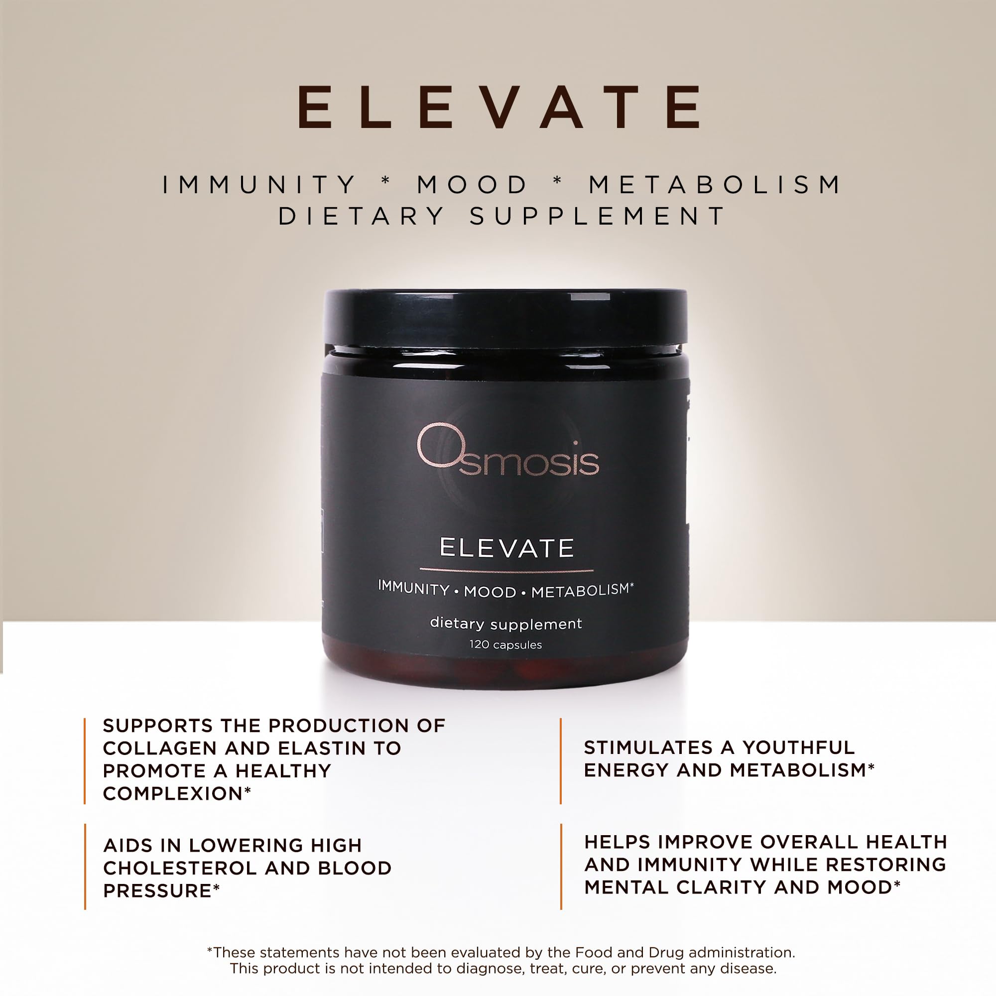 OSMOSIS Elevate capsules closeup highlights convenient daily supplementation for mood balance.