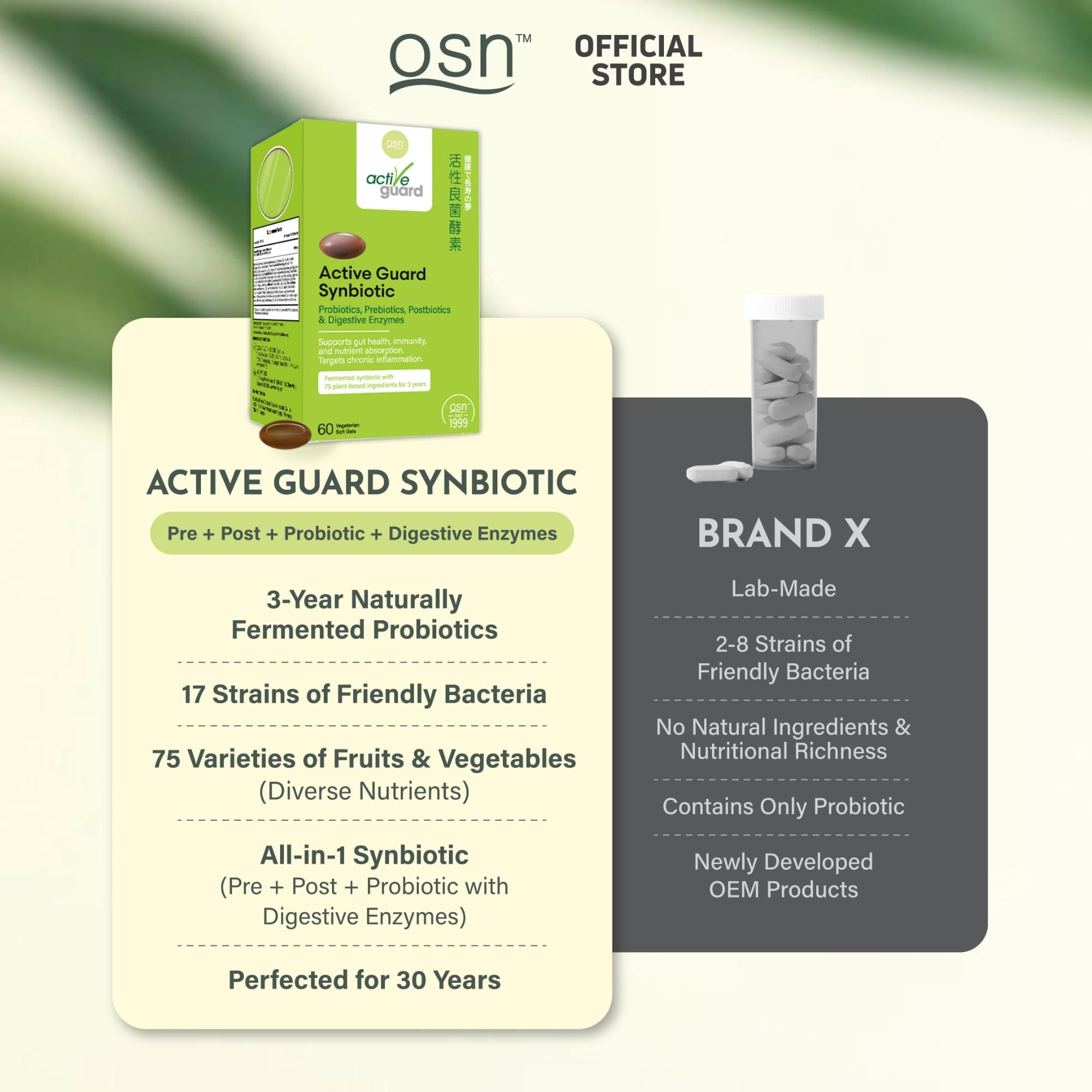 OSN shelf-stable packaging signals travel-friendly daily wellness support
