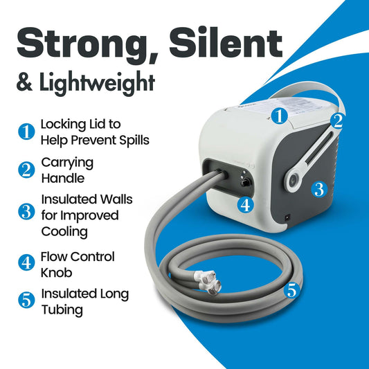 Ossur Cold Rush cryo cuff pads attached for targeted joint relief