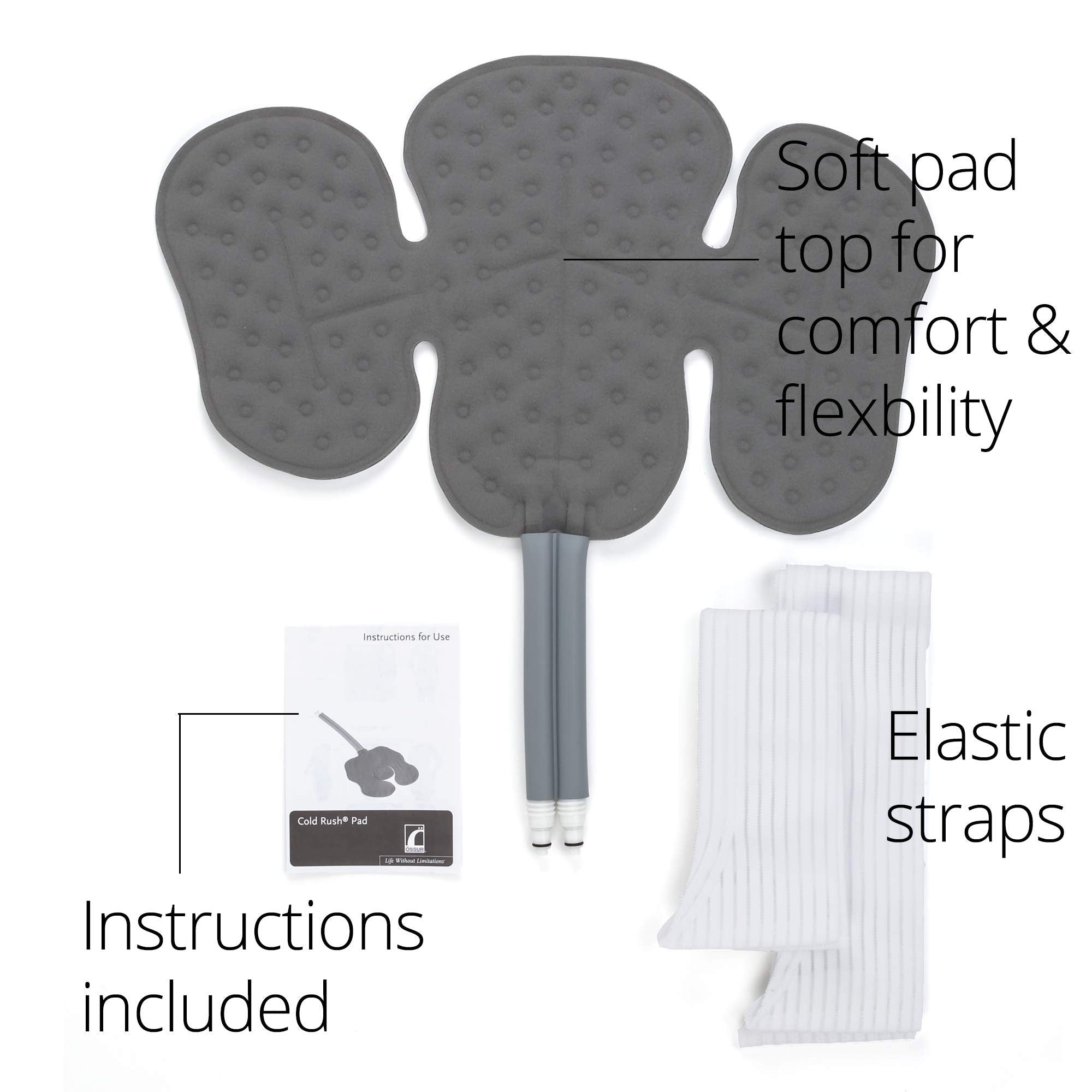Ossur Cold Rush hip pad elastic straps enable stable positioning.