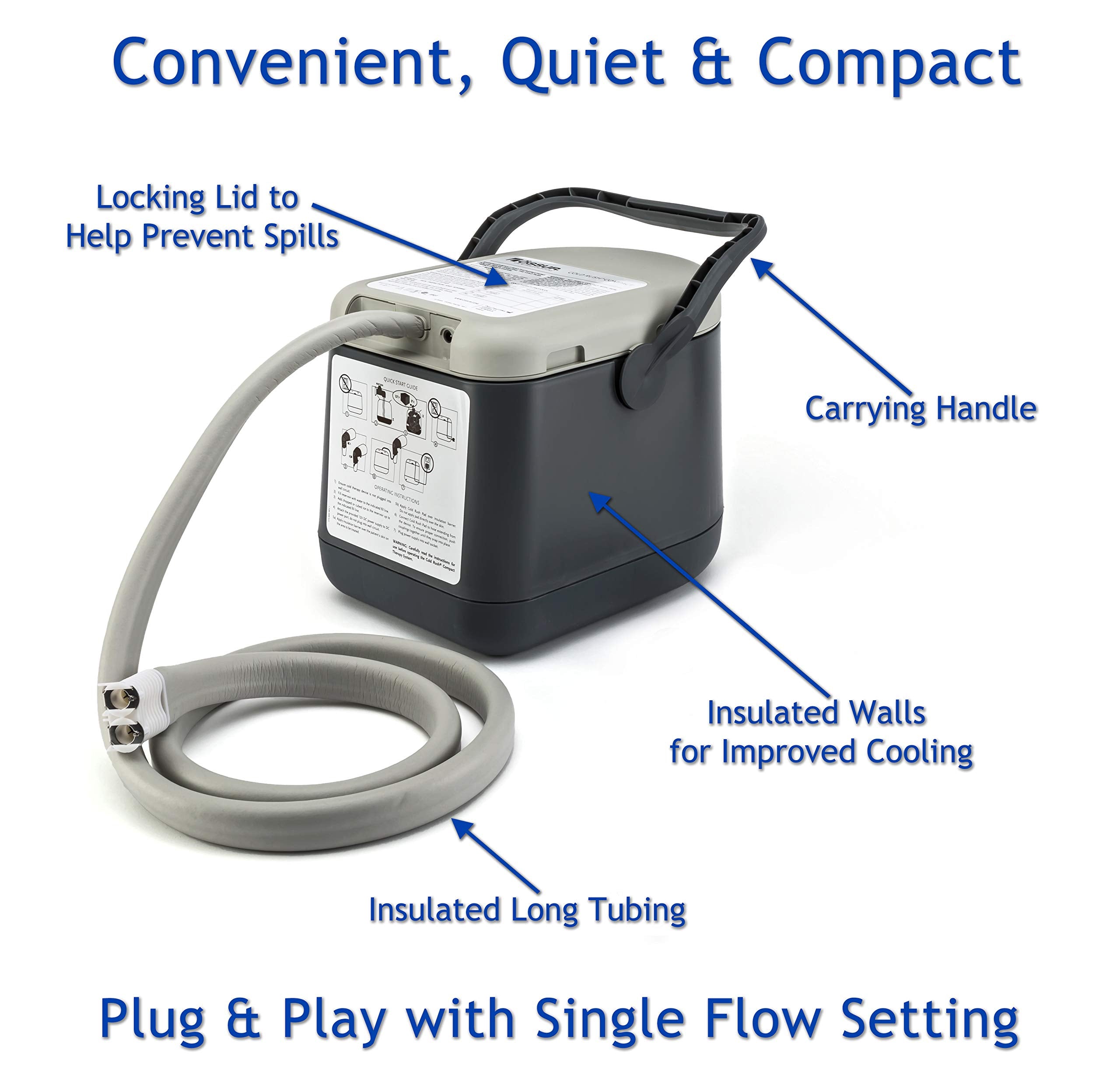 Ossur Cold Rush quiet pump shown for silent operation during treatment