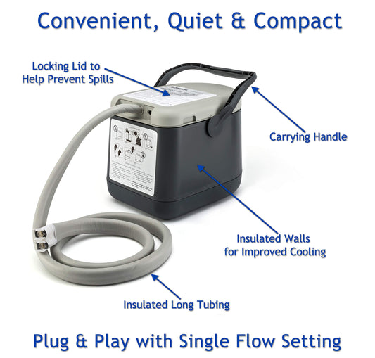 Ossur Cold Rush quiet pump shown for silent operation during treatment