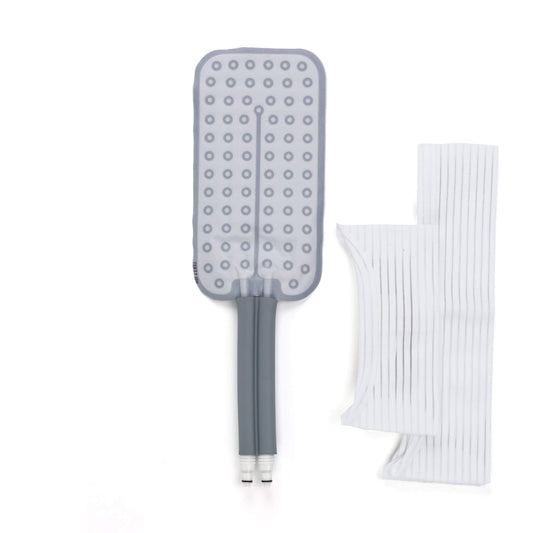 Ossur Cold Rush rectangular pad on shoulder for targeted cooling and ergonomic fit