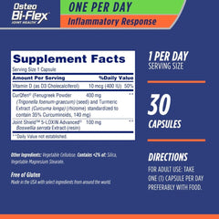 Osteo Bi-Flex capsule close-up highlighting inflammatory response support