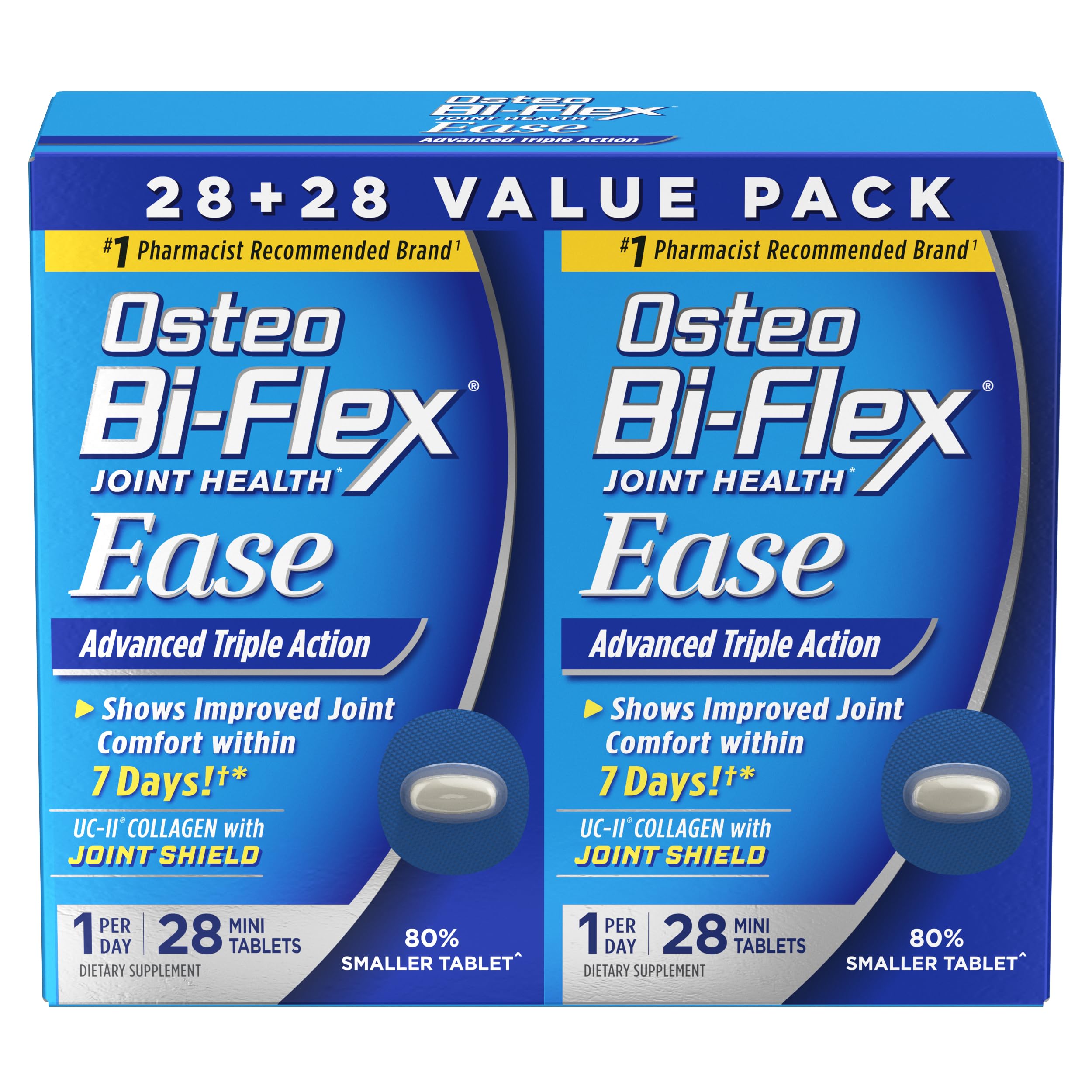 Osteo Bi-Flex Ease Advanced bottle showing the triple-action formula for joint support.