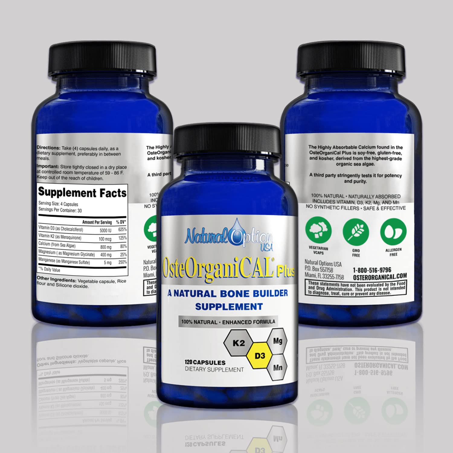 Osteorganical Plus algae calcium tablets close-up highlighting highly absorbable calcium