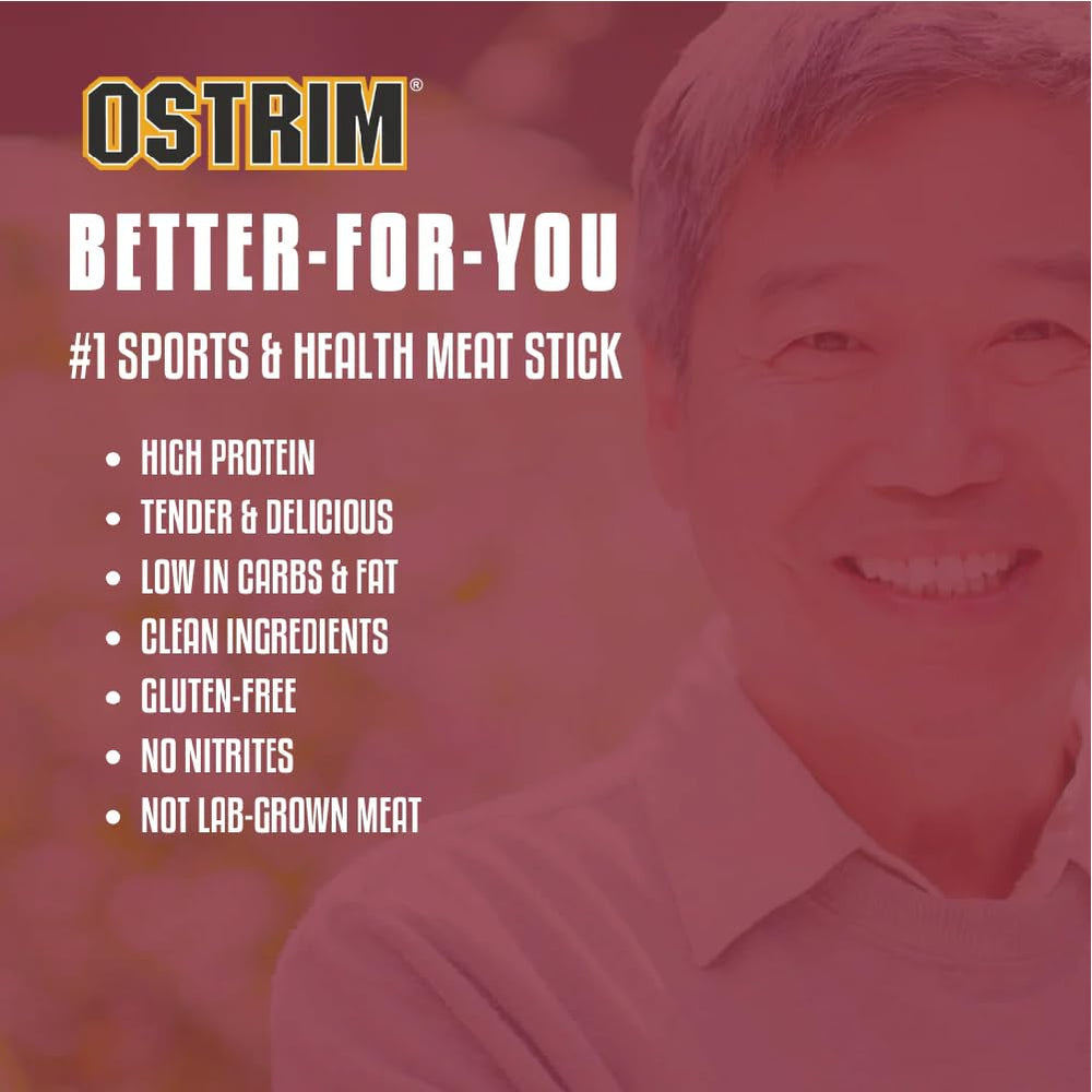 Ostrim jerky label highlights no nitrates or nitrites.