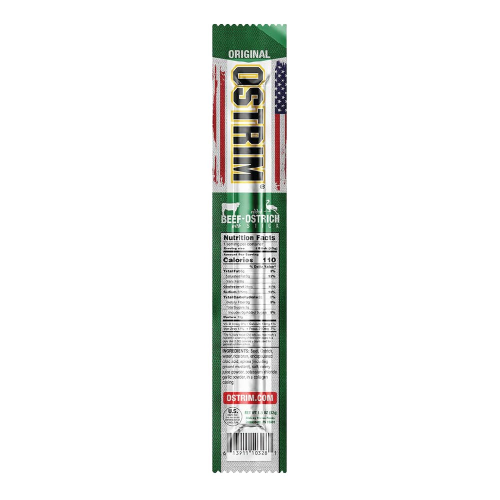 Close-up of Ostrim stick texture, savory and protein-packed bite.