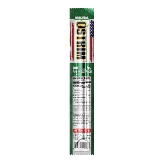 Close-up of Ostrim stick texture, savory and protein-packed bite.