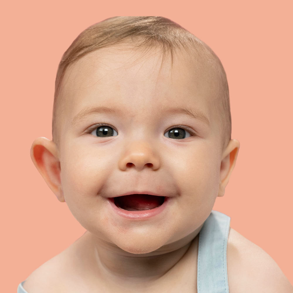 Otostick Baby transparent silicone patch shows nearly invisible daily use.
