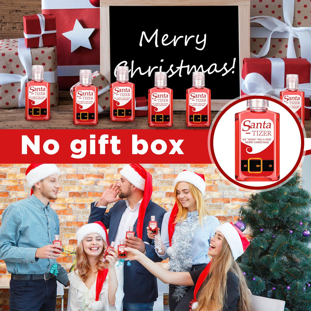 Oudain holiday party favors display featuring Santa design and branding