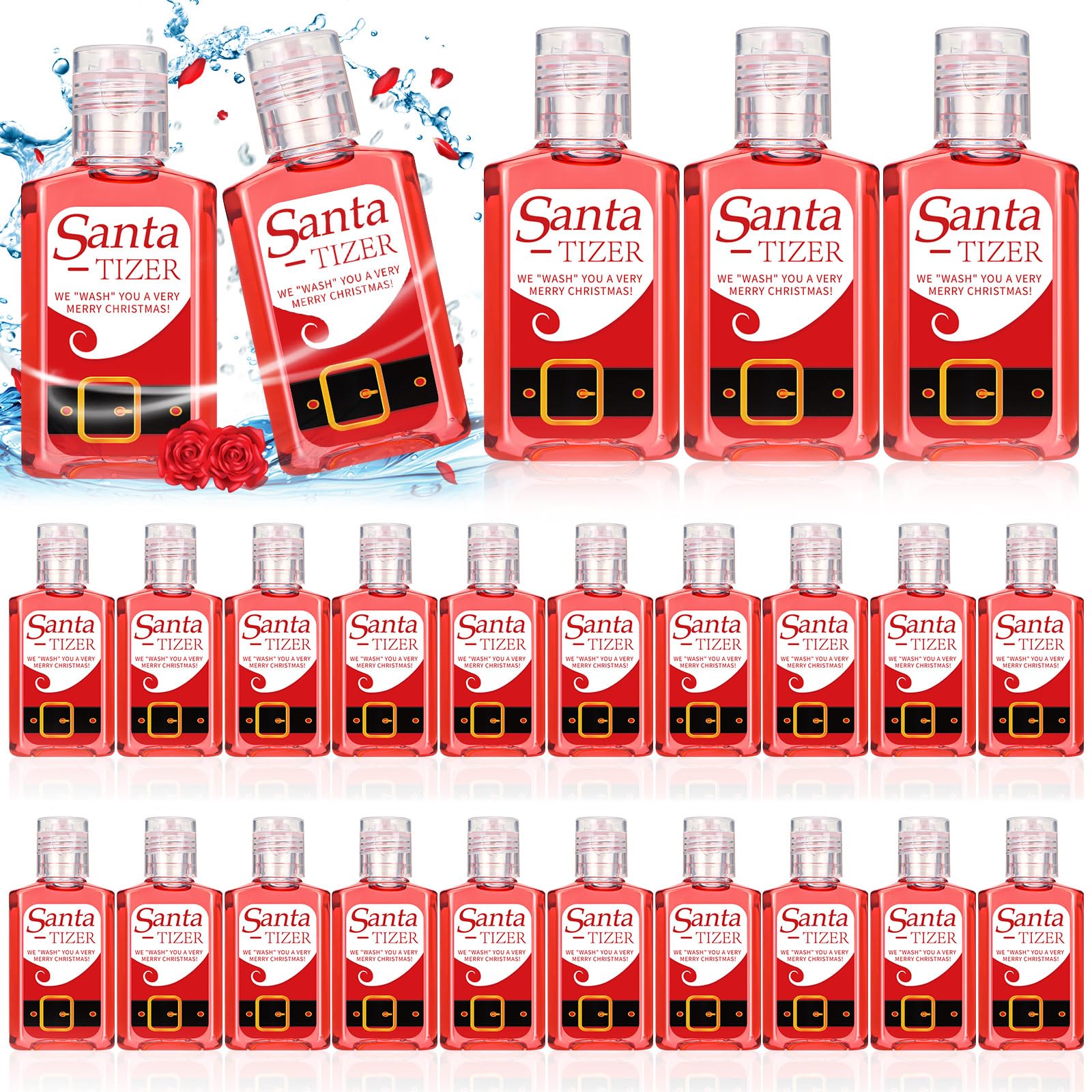 Oudain Santa mini hand sanitizer with red label, portable 1oz pack for gifting