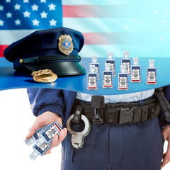 Oudain travel-size hand soap featuring police-themed label, easy to carry.