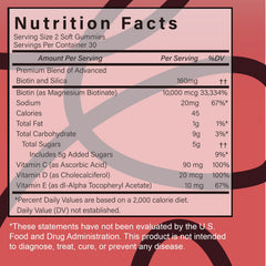 OUHENGTEK Biotin Keratin Gummies closeup shows trusted ingredients and texture.