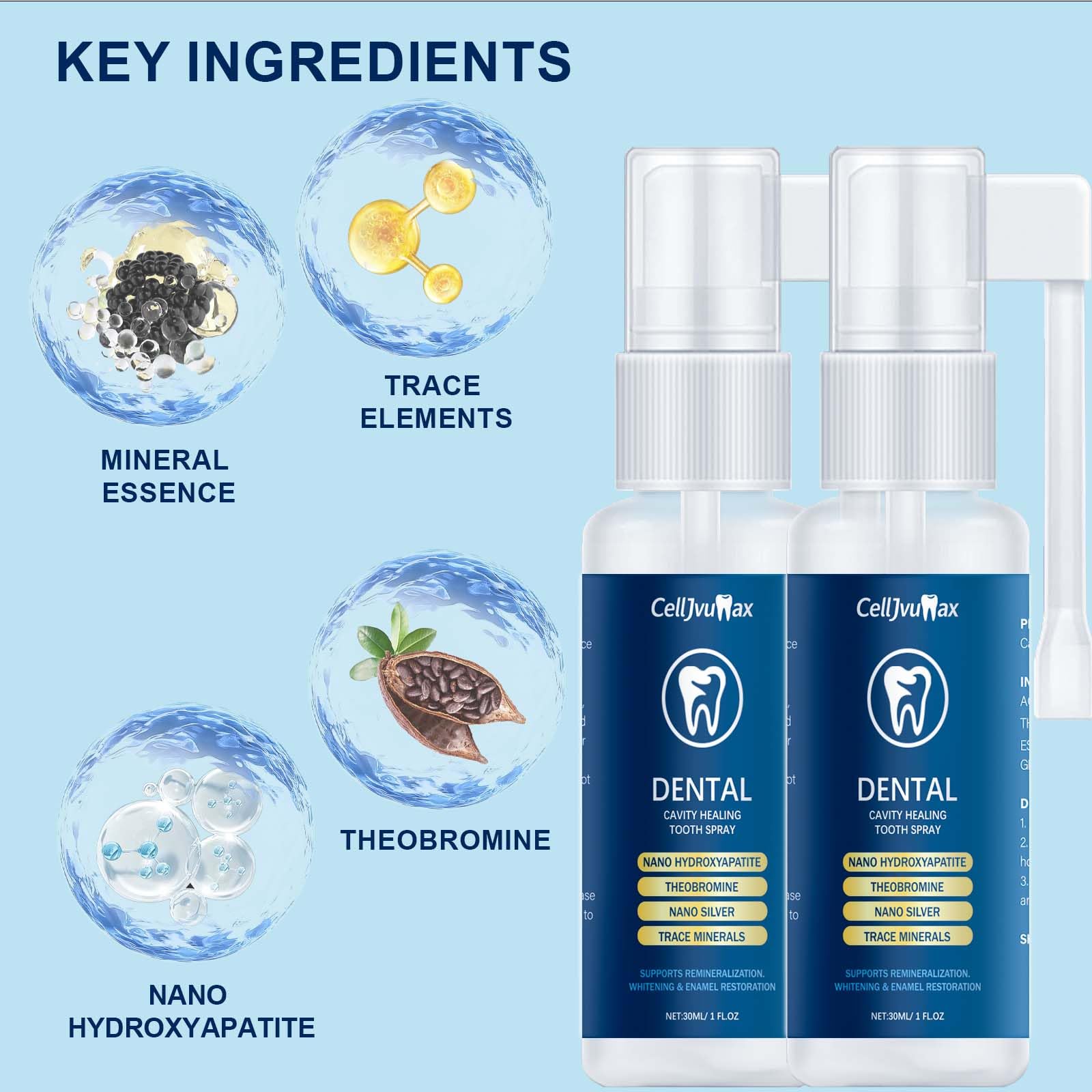 Packaging of OUHENGTEK Enamel Care Mouth Spray with travel-friendly design.
