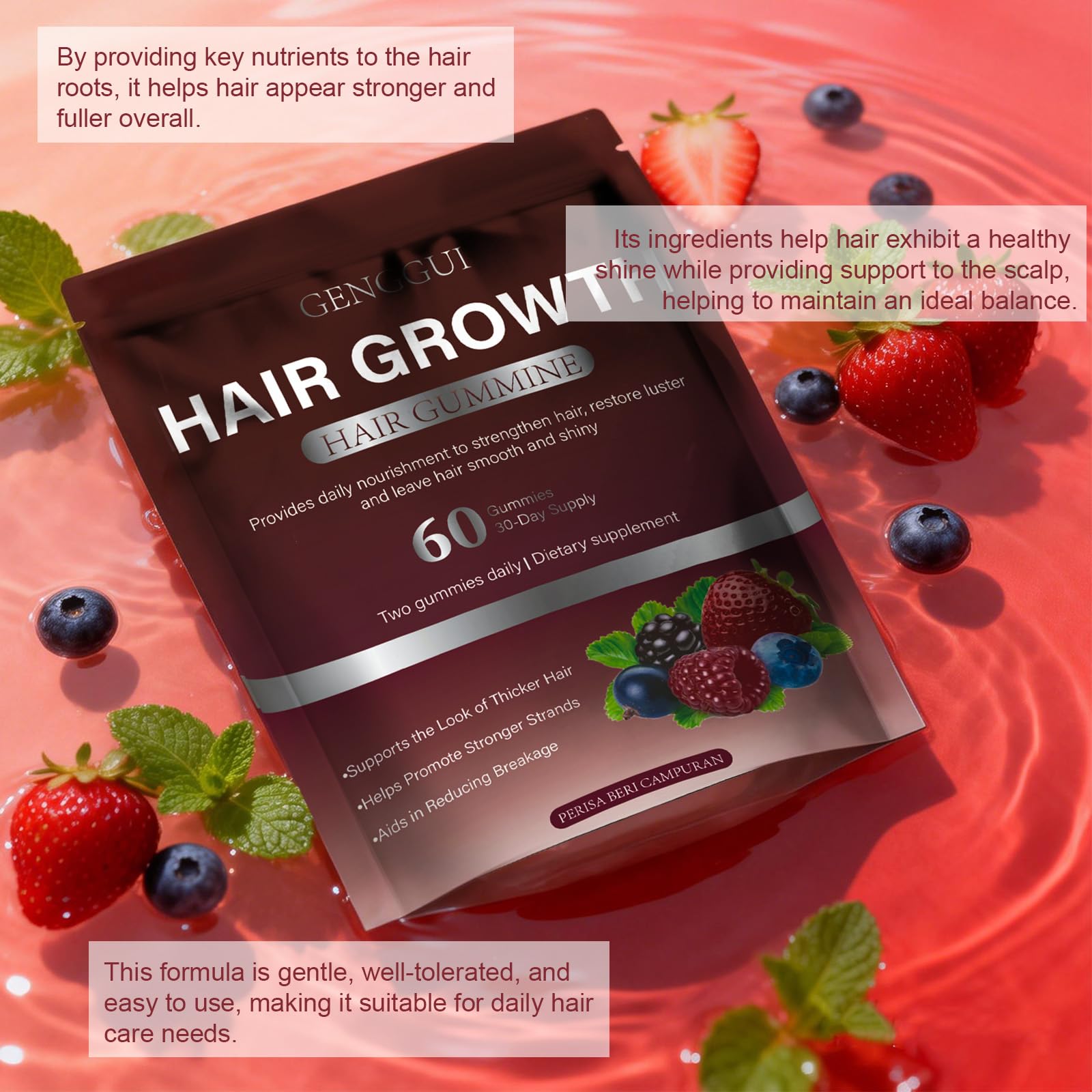 OUHENGTEK Gummies texture closeup suggests soft chew enjoyable daily routine.