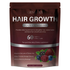 OUHENGTEK Hair Growth Gummies bottle pour demonstrates easy daily use for hair nourishment.