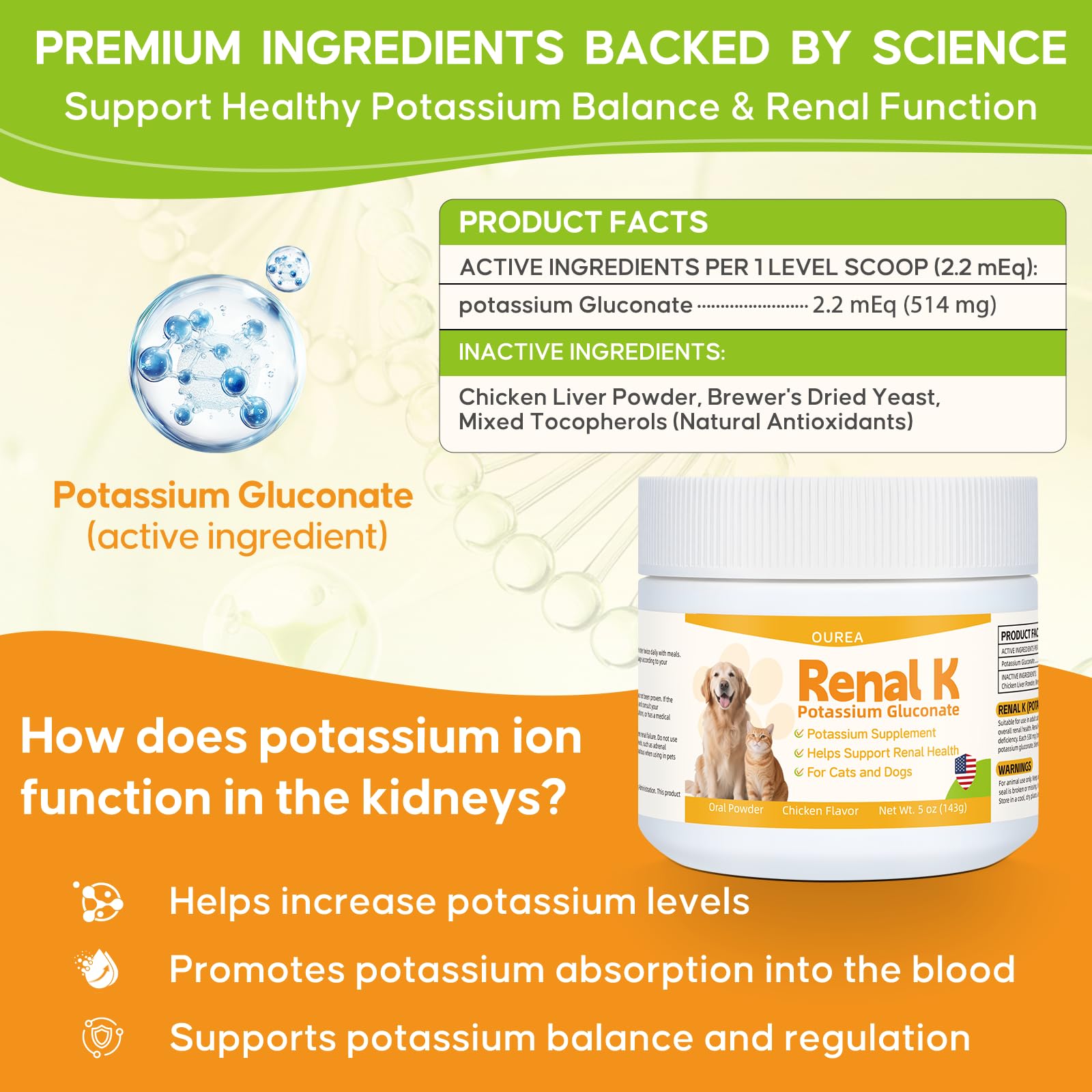 Ourea Renal K in a pet food bowl during mealtime.