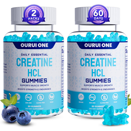 ourui one Creatine HCL Gummies bottle shown for easy daily use in workouts