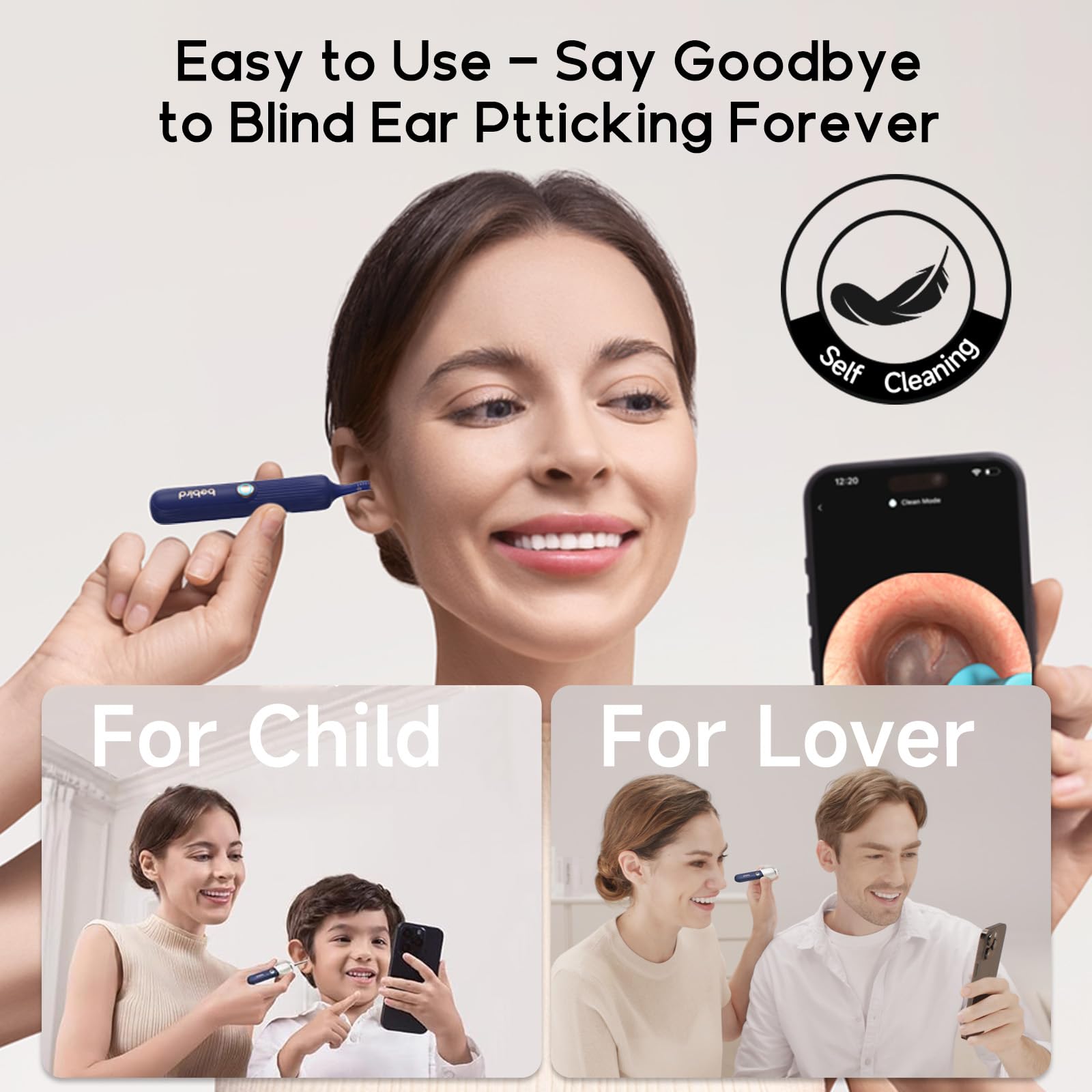 Oushome Bebird spoon tip offers gentle, comfortable ear cleaning