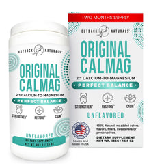 Outback Naturals calcium magnesium powder jar for steady, flavorless supplementation.
