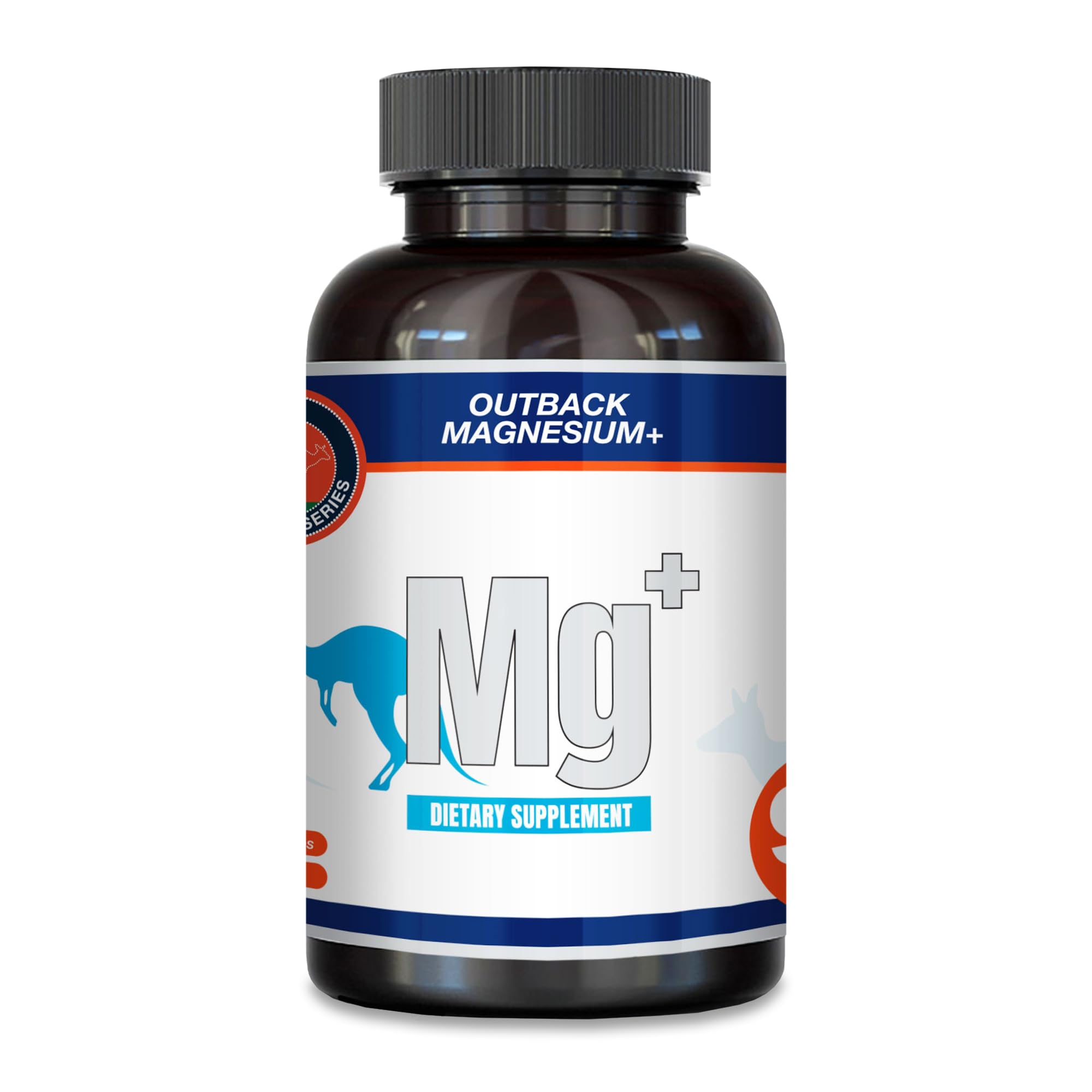 The Outback Series Magnesium+ bottle front with 90 vegan capsules for daily support.