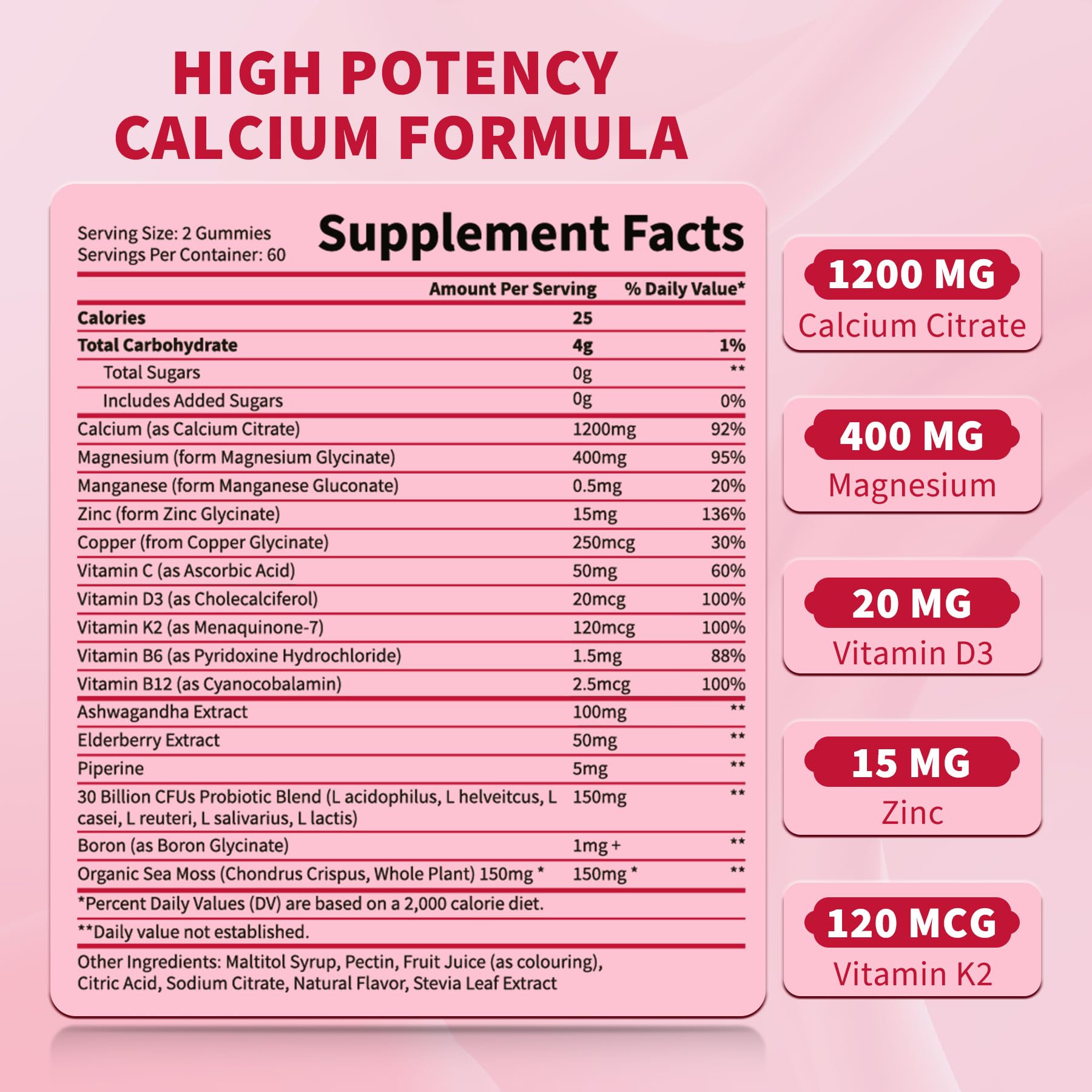 OUTELANDE daily calcium supplement pack demonstrates 60-day usage