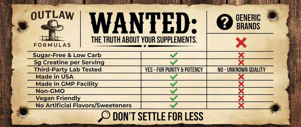 Outlaw Formulas Creatine Monohydrate Gummies USA-made label signals quality.