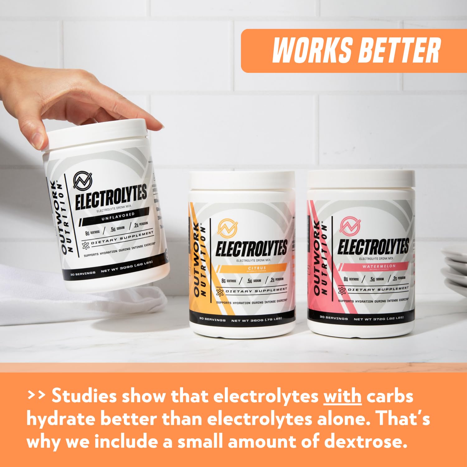 Outwork Nutrition Electrolytes Powder Citrus glass pour shows quick hydration