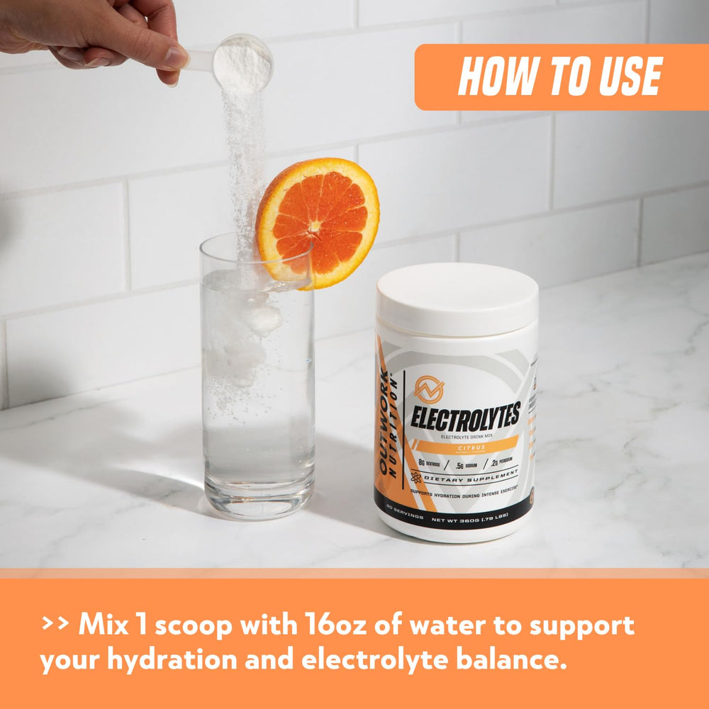 Outwork Nutrition Electrolytes Powder Watermelon glass pour supports training