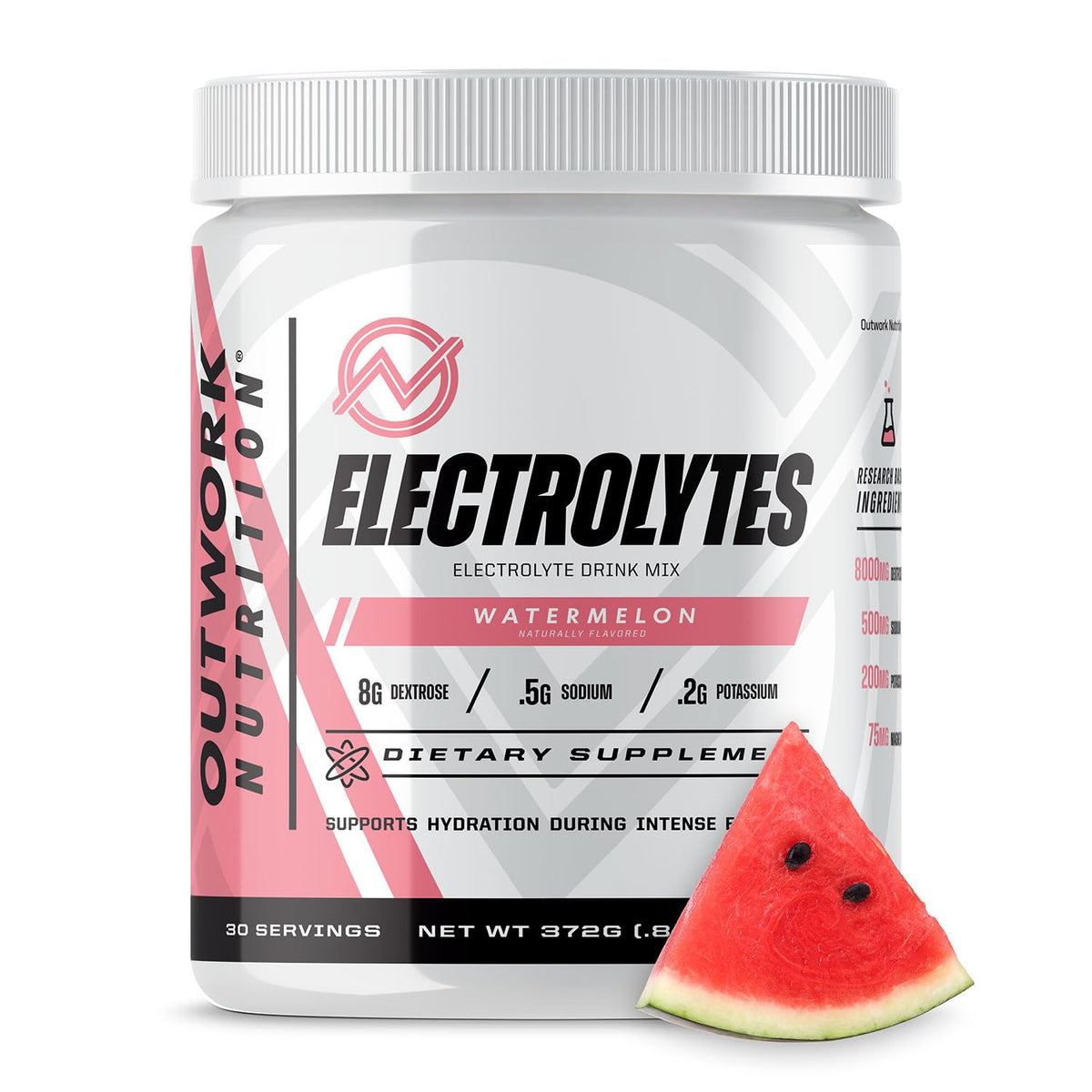 Outwork Nutrition Electrolytes Powder Watermelon glass shows refreshing hydration after training
