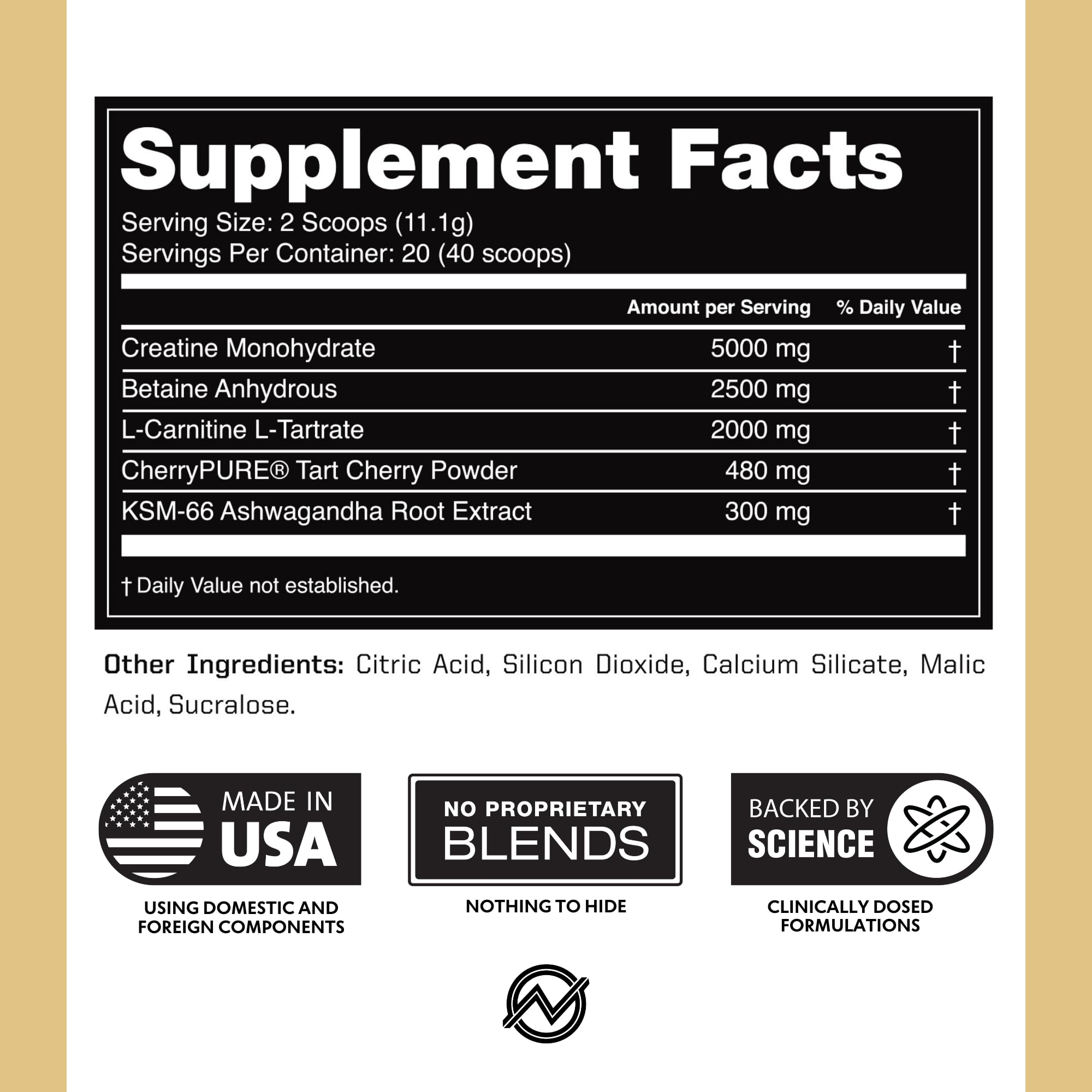Outwork Nutrition label close-up shows science-based formulation for athletes