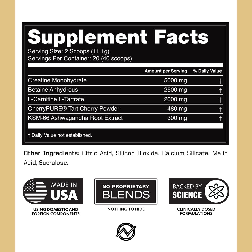 Outwork Nutrition label close-up shows science-based formulation for athletes