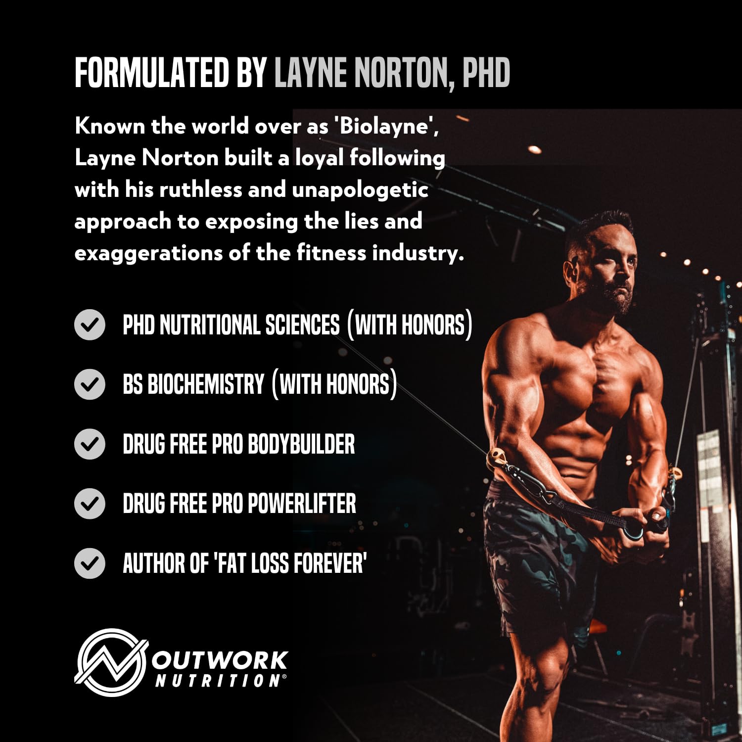 Outwork Nutrition lab-quality testing image signaling science-backed nutrition and reliable purity