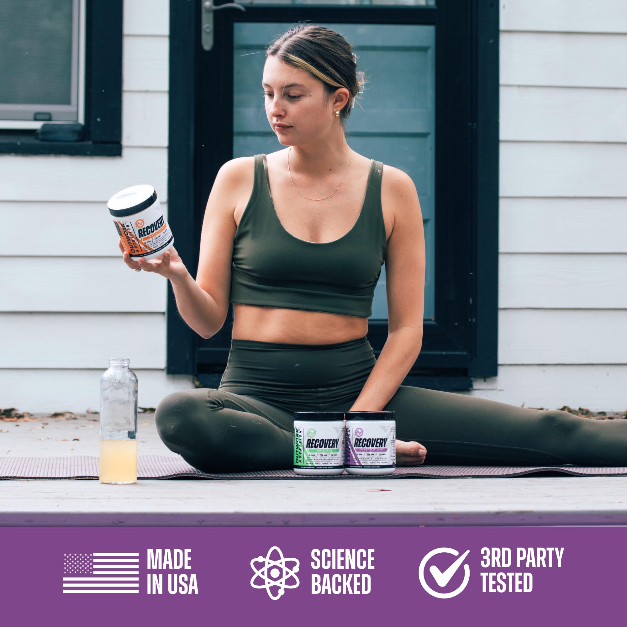 Outwork Nutrition label close-up highlights science-backed ingredients.